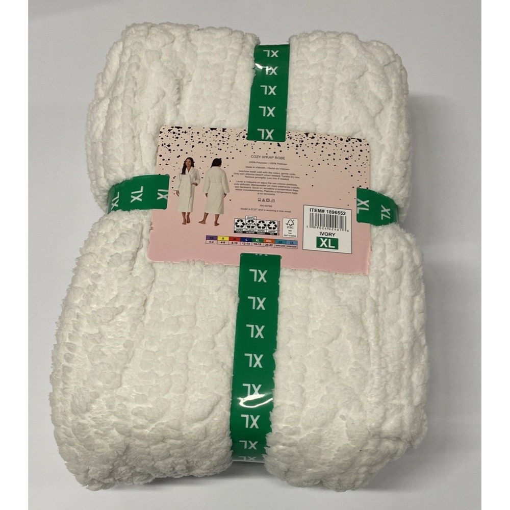 Room Service Women's Cozy Robe, Ivory, Size: XL - Picture 4 of 4